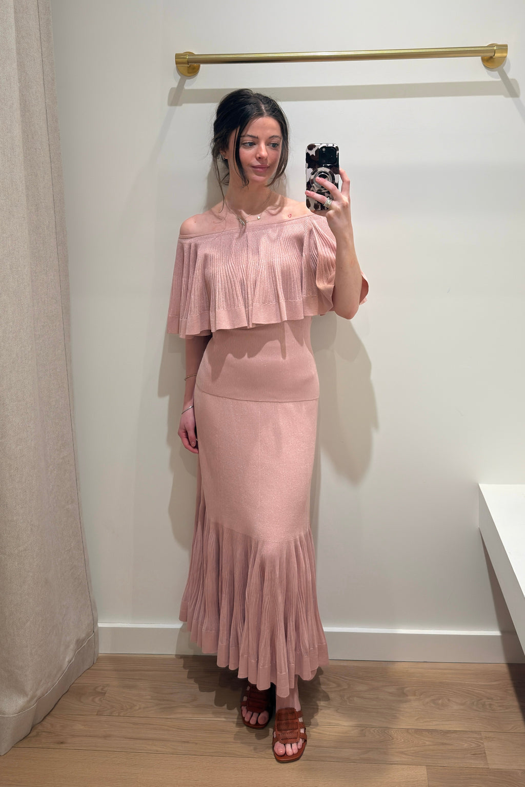Luna Pleated Frill Skirt - Dusty Pink