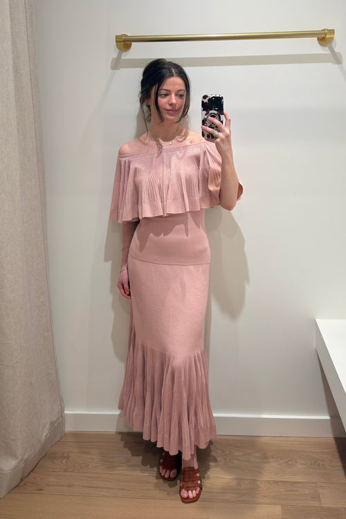 Luna Pleated Frill Skirt - Dusty Pink